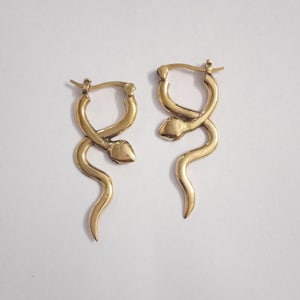 Snake Earrings, Brass Hoop Earrings, Indian Style Earrings, Silver Earrings, Snake Earrings, Lightweight Snake Earrings