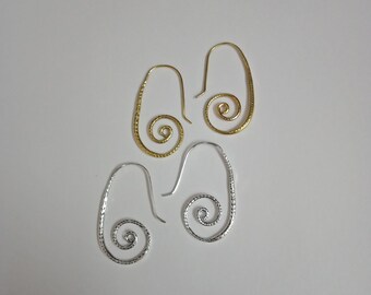 Snake Hoop Earrings, Brass Hoop Earrings, Indian Style Earrings, Silver Earrings, Snake Earrings