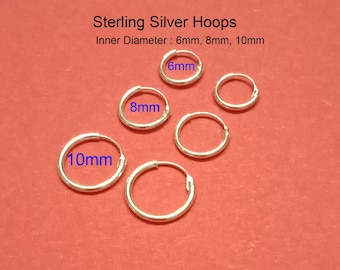 Dainty Hoop Earrings, Thin Hoops, Tiny Huggie Hoop Earrings, Minimalist Earrings, Small Hinged Hoop Earrings, Cartilagr Hoop Earrings, 6mm