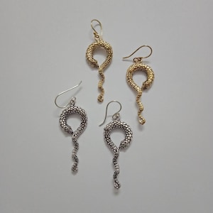 Snake Earrings, Brass Earrings, Indian Style Earrings, Silver Earrings, Snake Earrings