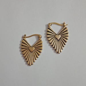 Heart Earrings, Brass Earrings, Lightweight, Everyday Earrings, Hoop Earrings, Dainty Heart Dangle Earrings, Gift for Her, Gold, Silver