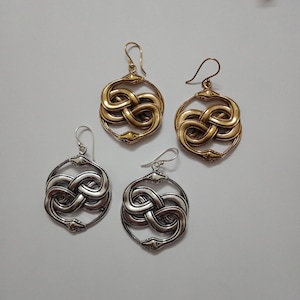 Snake Earrings, Brass Earrings, Reptilian Earrings, Indian Style Earrings, Silver Earrings, Double Snake Earrings, python, cobra