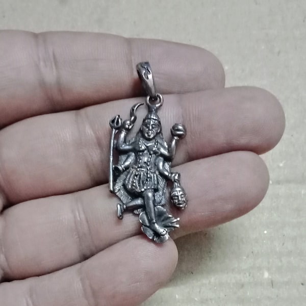 Kali Pendant,  Sterling Silver Pendant, Hindu Goddess, Chamunda, Kaali,  Protection amulet, Devine Feminine, Durga, Shakti, Goddess
