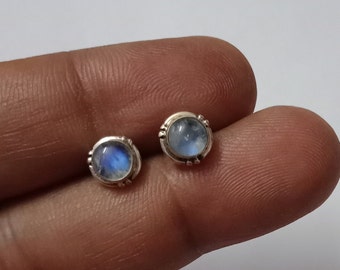 Moonstone Stud Earrings, Sterling Silver 925, Cartilage Earring, Helix, Gift For Her, Cartilage Stud, Minimal Earrings, Boho Earrings