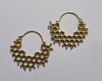 Filigree Hoop, Brass, Hoop Earrings, Gold Earrings, Wide Hoop, Gold Hoop Earrings, Unique Brass Earring, Silver Earrings