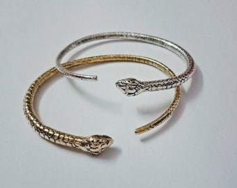 Brass Bracelet, Brass Snake Bracelet, Adjustable Bracelet, Snake Cuff,  Bohemian Bracelet, Snake Head,  Boho Bracelet, Metal bracelet