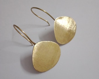 Matte DIsc Earrings, Matte Brass Earrings,  Gold Disc Earrings,  Minimal Earrings,  Statement Earrings,  Lightweight Disc Earrings
