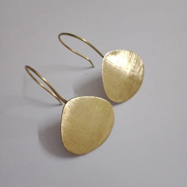 Matte DIsc Earrings, Matte Brass Earrings,  Gold Disc Earrings,  Minimal Earrings,  Statement Earrings,  Lightweight Disc Earrings
