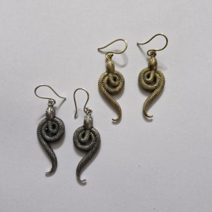Snake Earrings, Brass Earrings, Indian Style Earrings, Silver Earrings, Snake Earrings