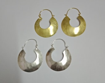Chunky Gold Hoop, Brass, Hoop Earrings, Chunky Earrings, Wide Hoop, Big Gold Hoop Earrings, Unique Matte Gold Earring, Matte Silver Earrings