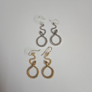 Snake Hoop Earrings, Brass Hoop Earrings, Indian Style Earrings, Silver Earrings, Snake Earrings