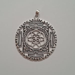Sacred Geometry Pendant, Brass Pendant, Tribal Pendant, Boho Pendant, Indian Style Pendant, Indian Spiritual Pendant, Shri Yantra,  Seed
