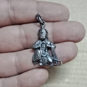 Hanuman Pendant, 925 Sterling Silver Pendant, Shiva&#39;s Avatar, Hindu God Amulet,  Rama Devotee, Protection Amulet, Rama, Sita