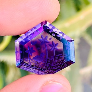 Gemstone,Amethyst Fantasy Cut,Loose Gems,Amethyst Fancy Carving,Hand Carved,Jewelry Making,Gemstone Carved,