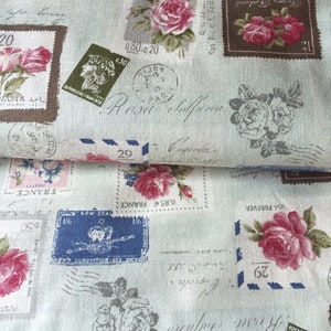 Patchworkstoff , "  Japan YUWA Live Motiv Briefe und Postkarten " 110cm breit