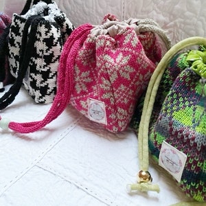 Knitted Komebukuro Bag Hahnentritt Bild 5