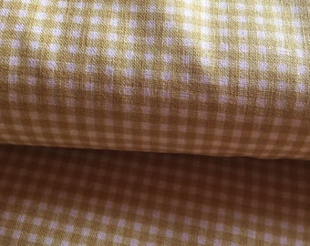 Baumwollstoff von Indigo Fabrics, 150 cm breit, senfgelbes Karo