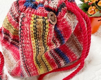 Knitted Komebukuro Bag "Colorful"