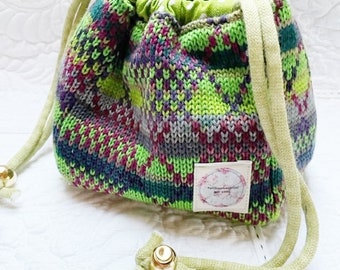 Knitted Komebukuro Bag "Rauten"