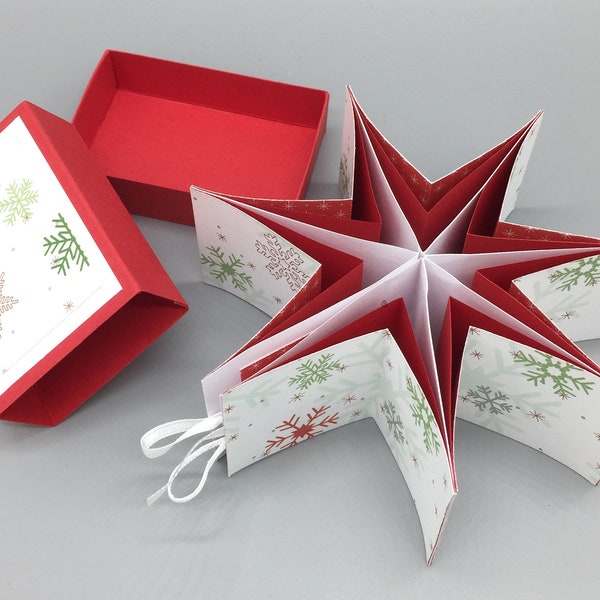 Stern-in-der-Schachtel Schneeflocken, das weihnachtliche Geschenk aus der Streichholzschachtel zum Aufhängen