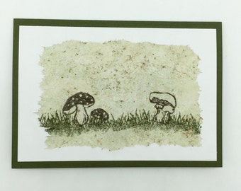 Greeting card mushrooms - with tea paper