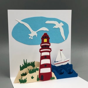 Quadratische Pop-up-Karte Leuchtturm