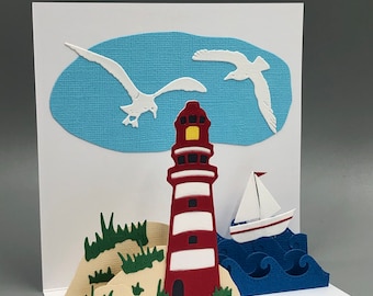 Square pop-up card Lighthouse