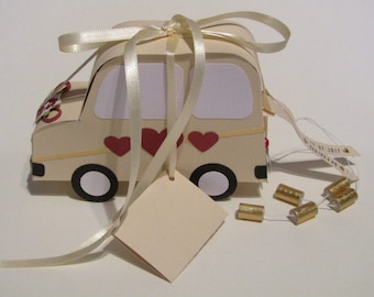 Gift packaging for the wedding car. A fleet wedding car, ideal for an original gift of money