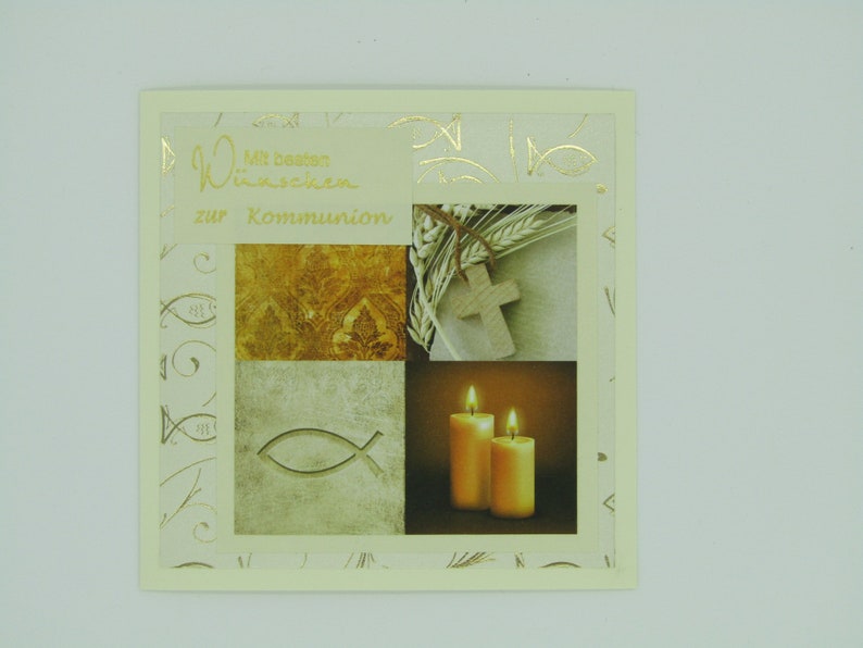 Greeting card with best wishes, gold, for congratulations on confirmation, confirmation or communion image 1