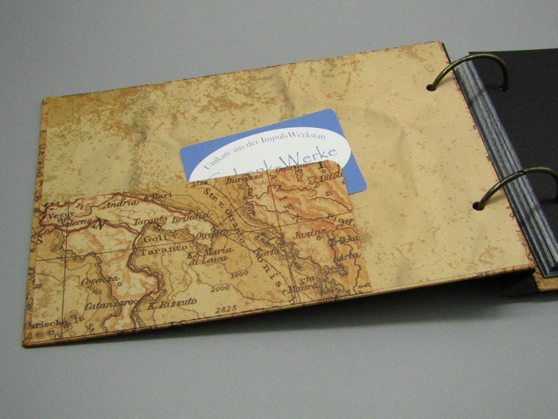 Foto-Album Landkarte quer mit Pergamin und schwarzen Seiten, für Reiseerinnerungen Bild 9