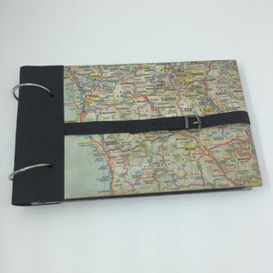 Foto-Album Landkarte quer mit Pergamin und schwarzen Seiten, für Reiseerinnerungen individuelle Karte