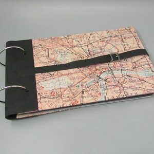 Foto-Album Landkarte quer mit Pergamin und schwarzen Seiten, für Reiseerinnerungen London