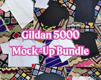 Gildan 5000 tee shirt mockup bundle , black and white tee shirt mockups, T shirt mockups, gildan mockup bundle