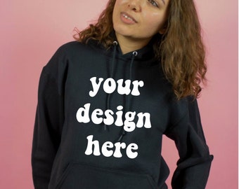 hoodie mockup instant digital download -black gildan sweatshirt mock up