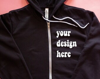 Black Zip up Hoodie - Etsy