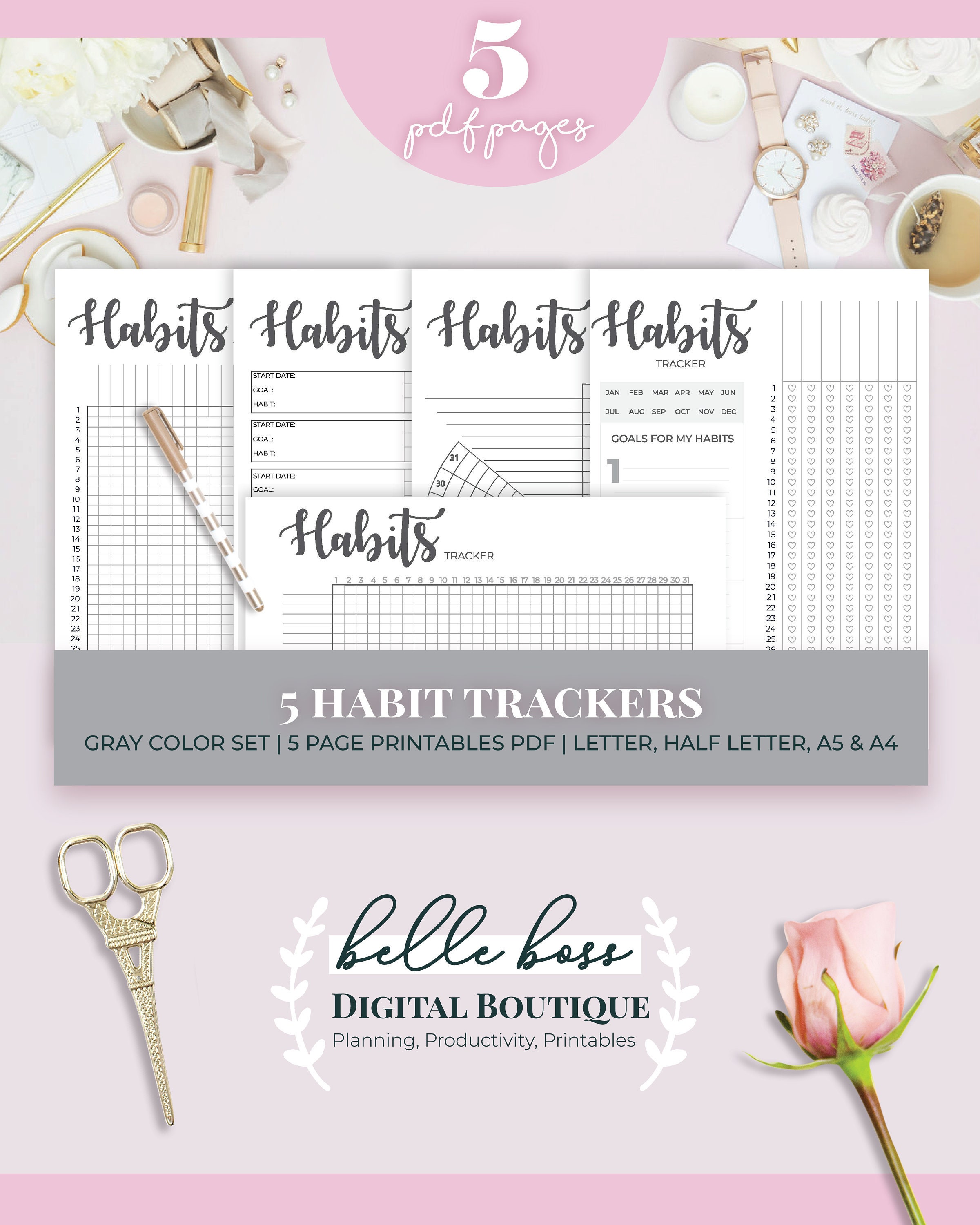 Habit Tracker | Planner Insert Printable | Instant Download Goal ...