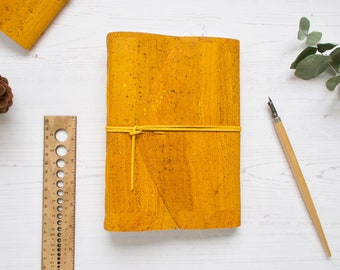 Yellow Cork Leather A5 Hand Bound Traveler Journal, Writer Journal