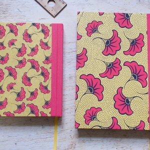 Perpetual diary, medium format or A5, handmade, calendar, personal journal Aissa fuchsia yellow image 5