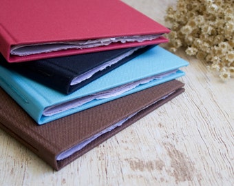 Unique A5 notebook with 100% recycled handmade paper - Winter colored paper