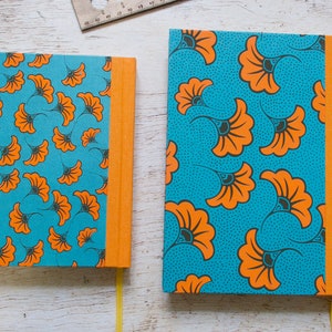 Perpetual diary medium format or A5, handmade, calendar, personal journal Aissa turquoise orange image 5