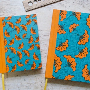 Perpetual diary medium format or A5, handmade, calendar, personal journal Aissa turquoise orange image 1