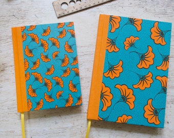 Perpetual diary medium format or A5, handmade, calendar, personal journal - Aissa turquoise orange