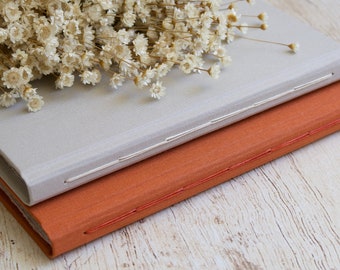 Unique A5 notebook with 100% recycled handmade paper - Autumn colored paper