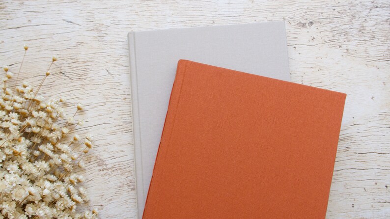 Unique A5 notebook with 100% recycled handmade paper Autumn colored paper image 2