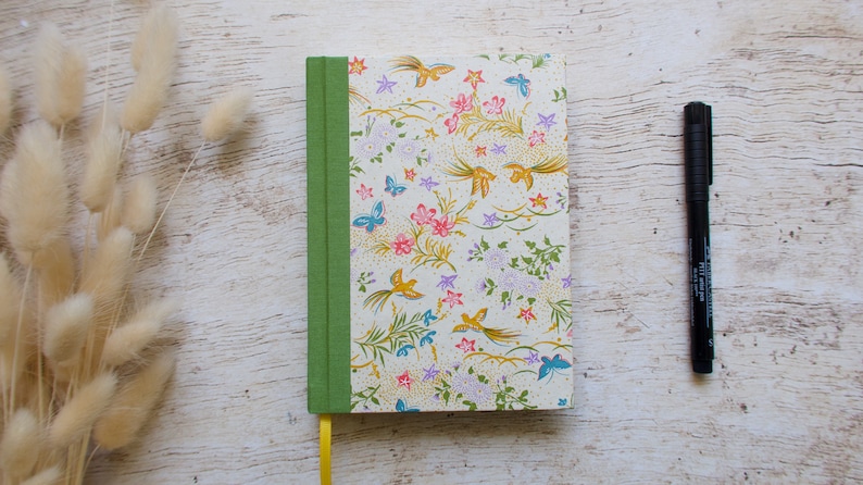 Handmade perpetual diary, calendar, personal journal Flowers birds butterflies image 1