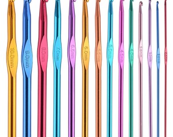 1Pc or 14Pcs Aluminum Crochet Hook Multicolor