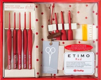 NEW Japan Tulip Etimo Red Crochet Hook Set