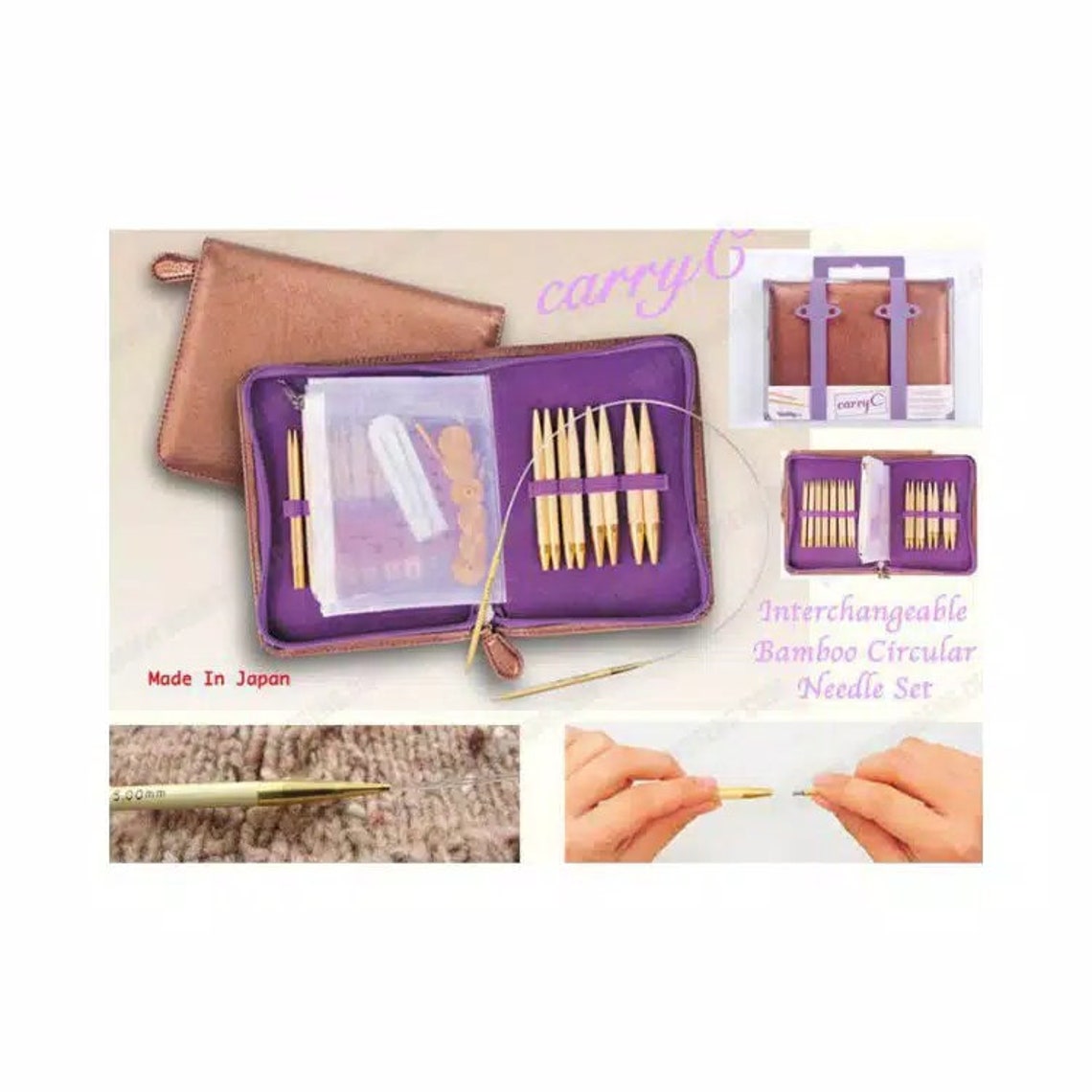 Japan Tulip Carry C Interchangeable Bamboo Knitting Needle Set Etsy