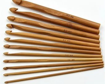 1Pc or 1 Set (12Pcs) Bamboo Crochet Hook