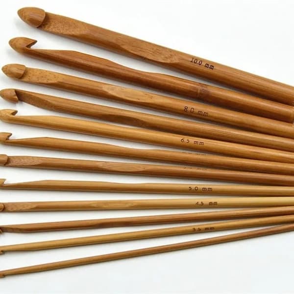 1Pc or 1 Set (12Pcs) Bamboo Crochet Hook